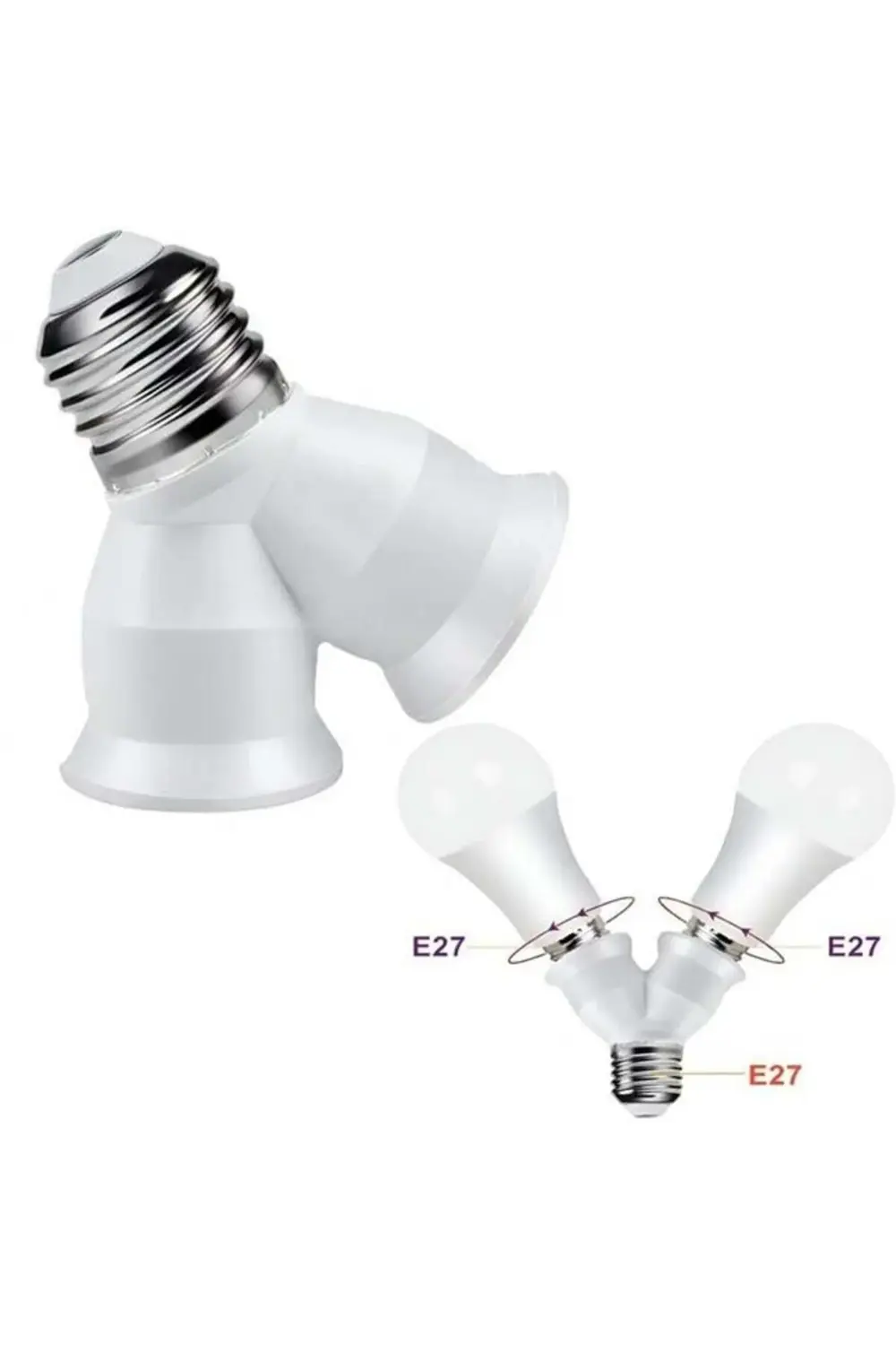 Ledx Dy-101 E27 Duy Çoğaltıcı (Tek Duydan Çift E27 Lamba Bağlantı