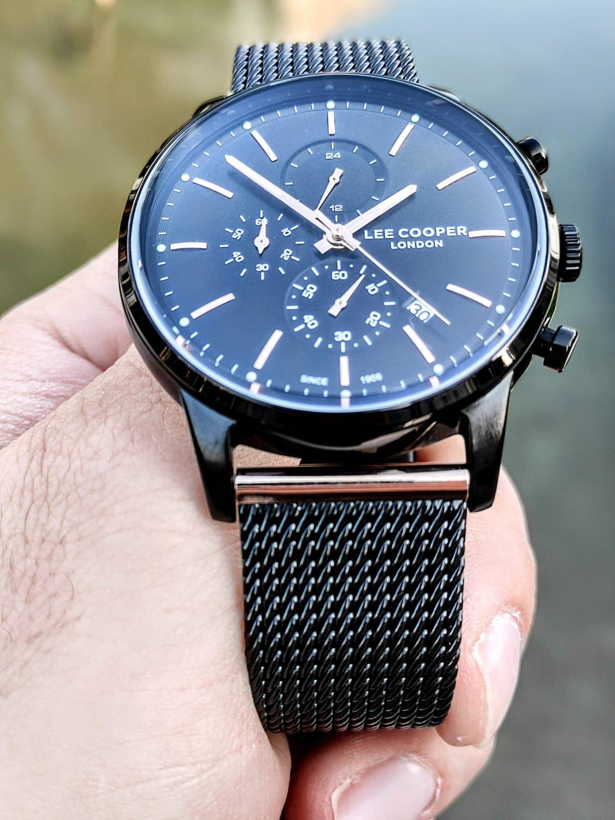 Lee Cooper Siyah Hasır Çelik Kordon Tüm Fonksiyonları Aktif 5 Atm