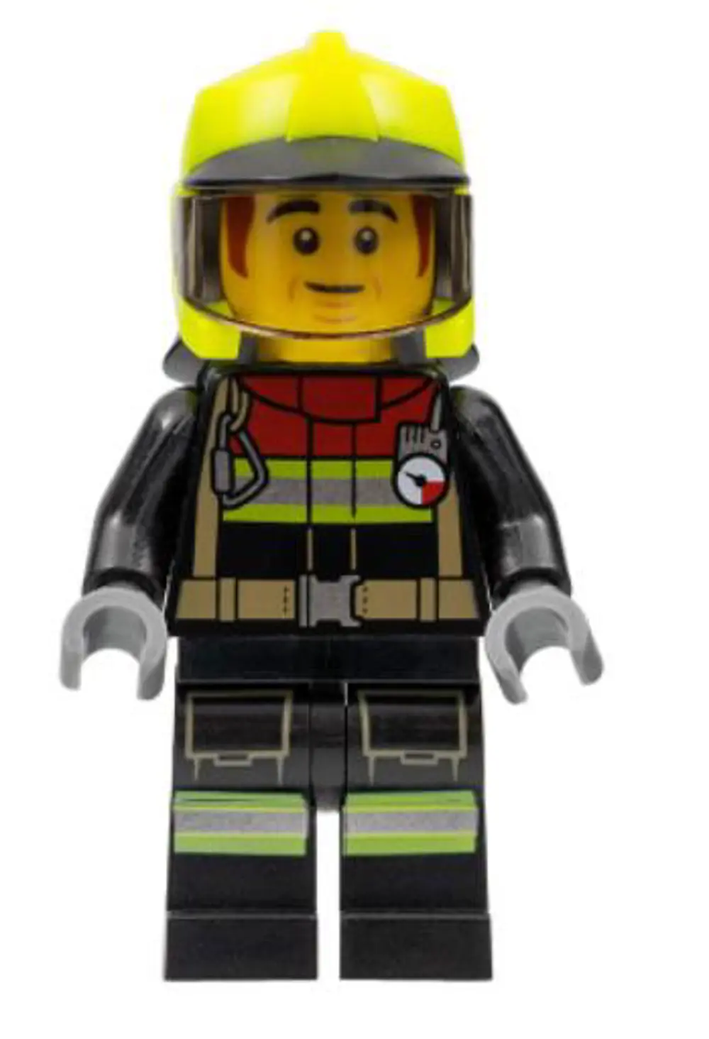 Lego Minifigür - Fire - Male, Black Jacket and Legs with Reflecti Lego Minifigür - Fire - Male, Black Jacket and Legs with Reflecti