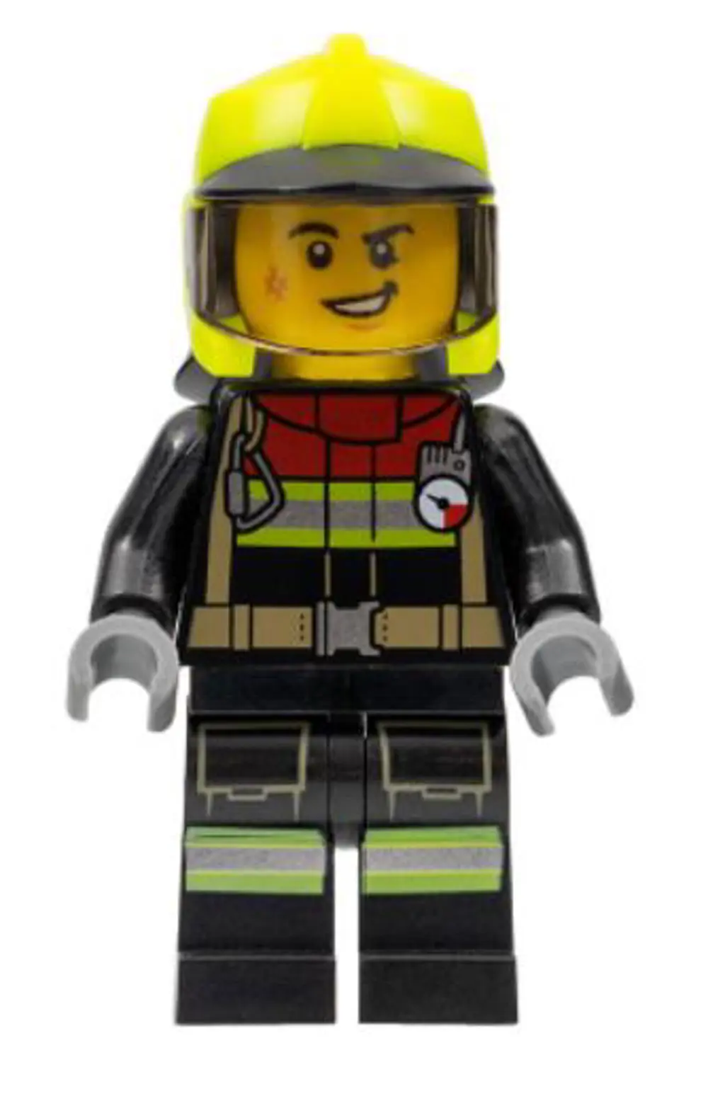 Lego Minifigür - Fire - Male, Black Jacket and Legs with Reflecti