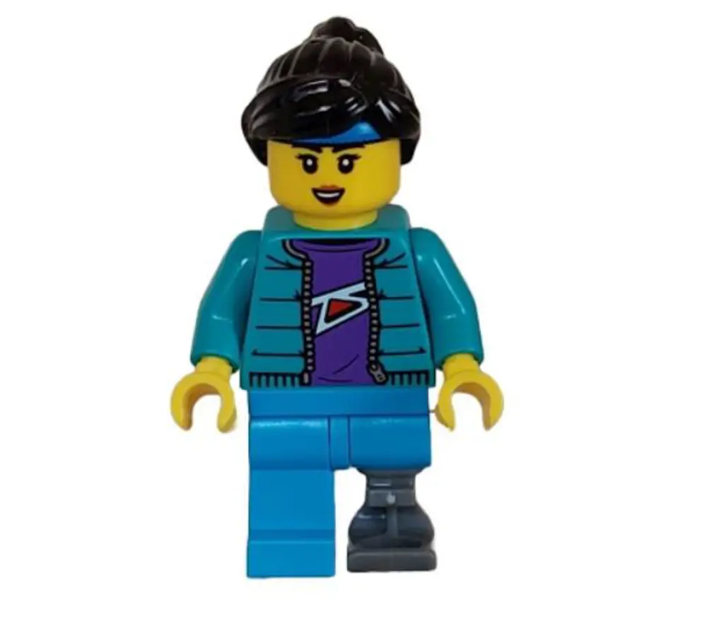 Lego Minifigür Skateboarder Female Dark Azure Legs with Prostheti