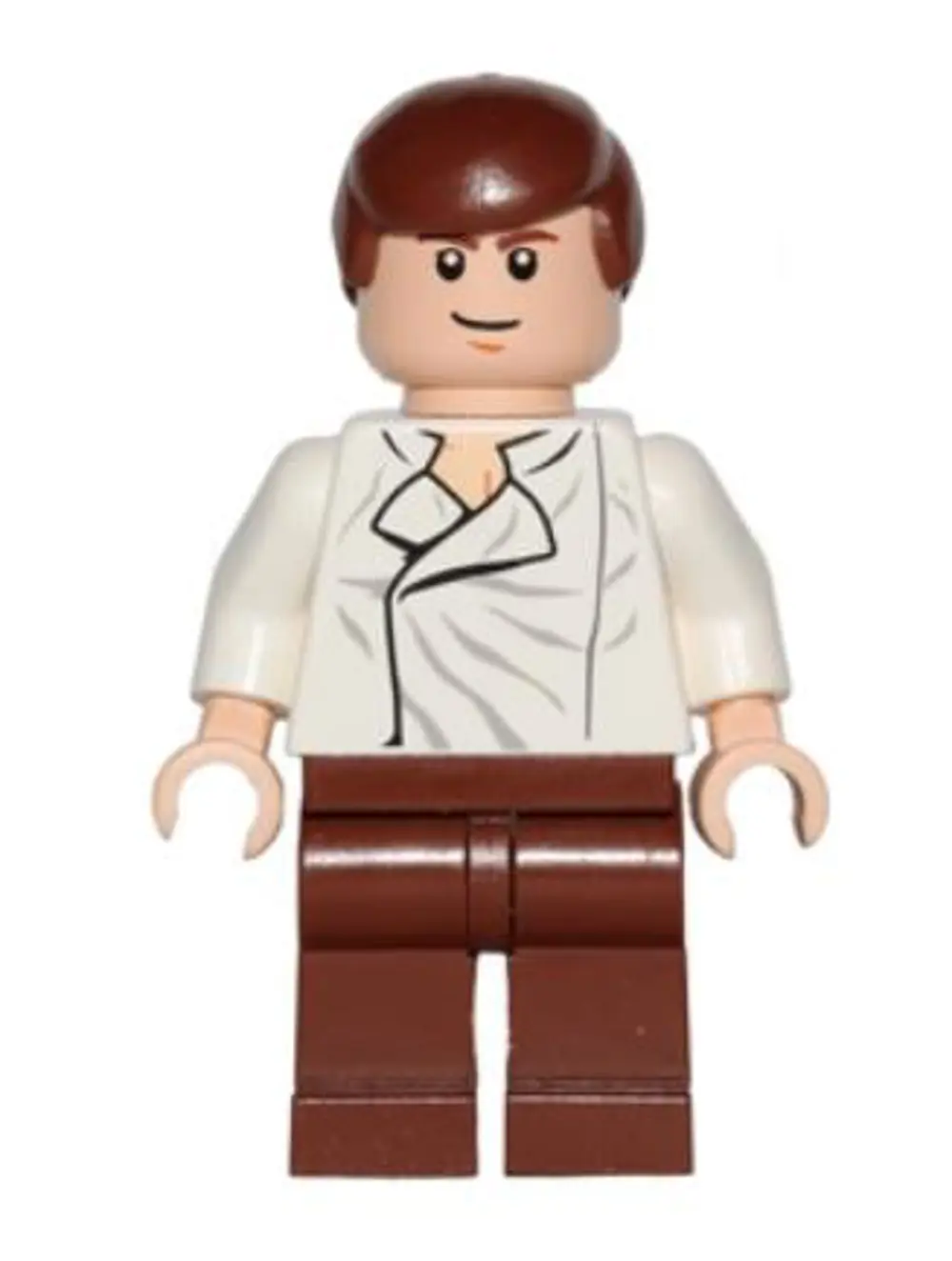 Lego Minifigür Star Wars Han Solo White Shirt with Wrinkles on Fr