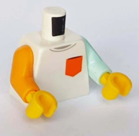 Lego Minifigure Torso Shirt with Orange Chest Pocket Print 973e08