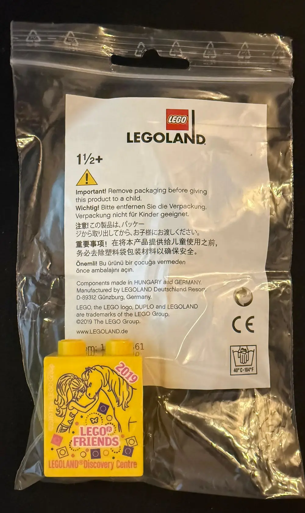 Legoland Discovery Centre 2019 Friends Pattern Duplo Brick 1x2x2