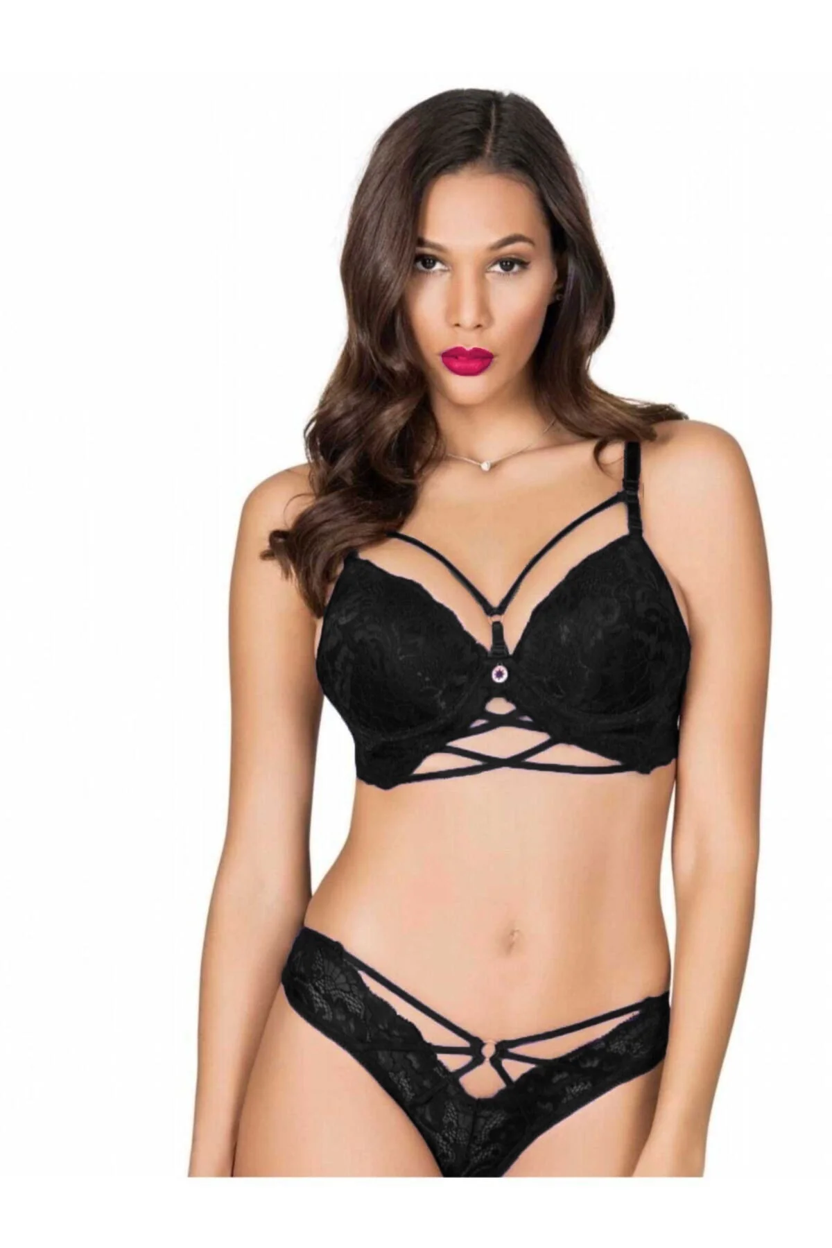 Lejardin 5025 Şeritli Dantel Pushup Destekli Sütyen Takımı Katty