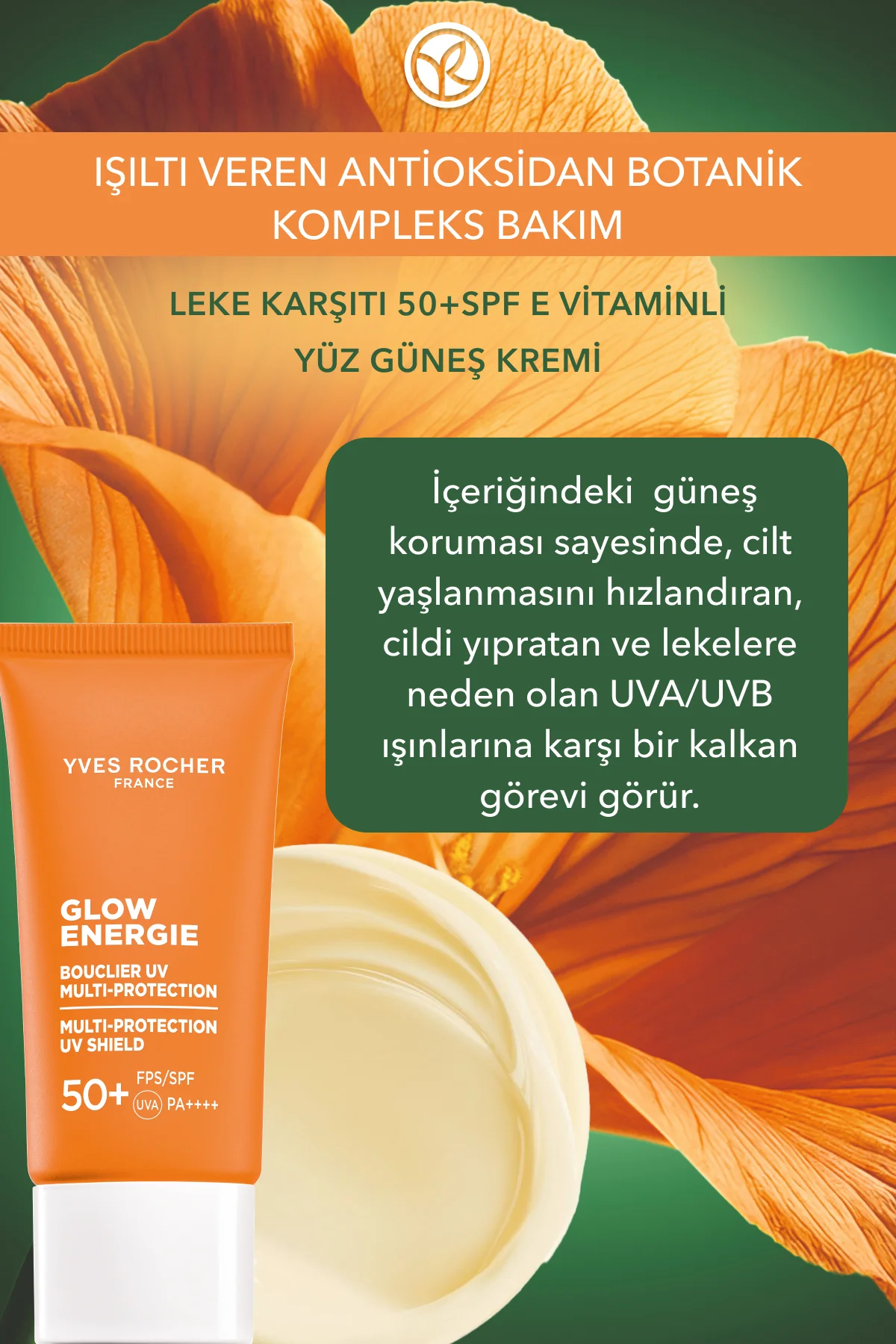 Leke Karışıtı 50 Spf Yüz Güneş Kremi- E Vitamin- Işıtı Veren Anti
