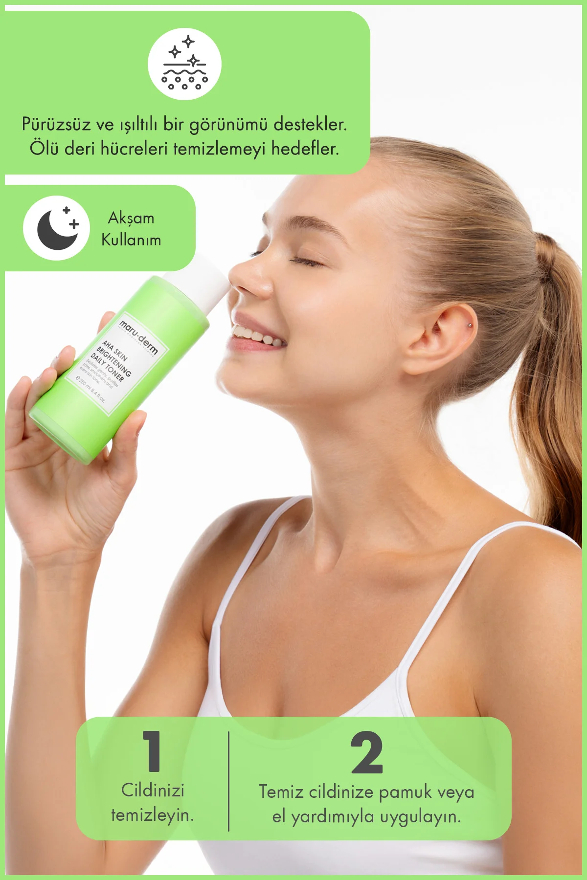 Leke Karşıtı Cilt Beyazlatıcı Laktik Asit %5 Glikolik Asit %1 Aha