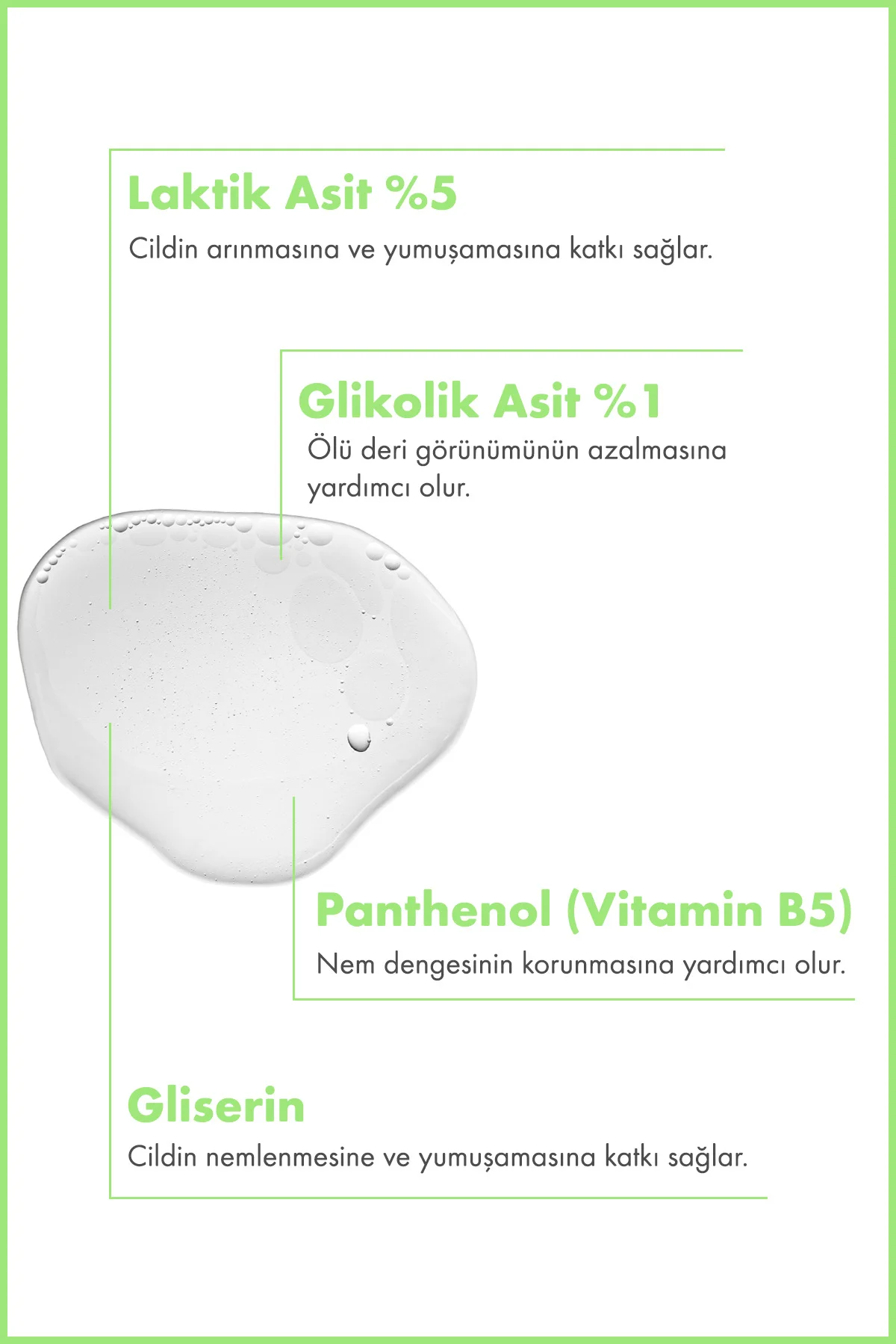 Leke Karşıtı Cilt Beyazlatıcı Laktik Asit %5 Glikolik Asit %1 Aha