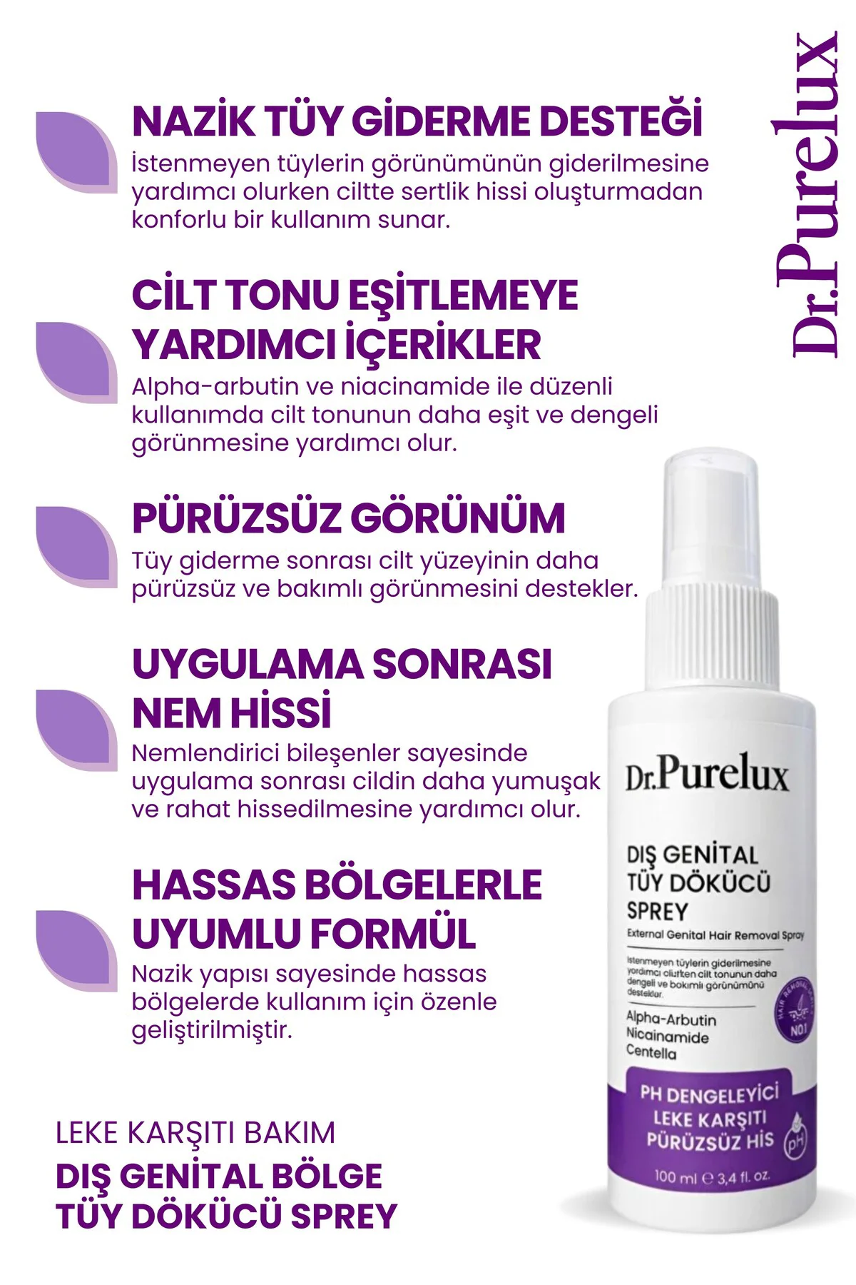 Leke Karşıtı Hassas Bölgelere Uygun Tüy Dökücü Sprey I Pürüzsüz &