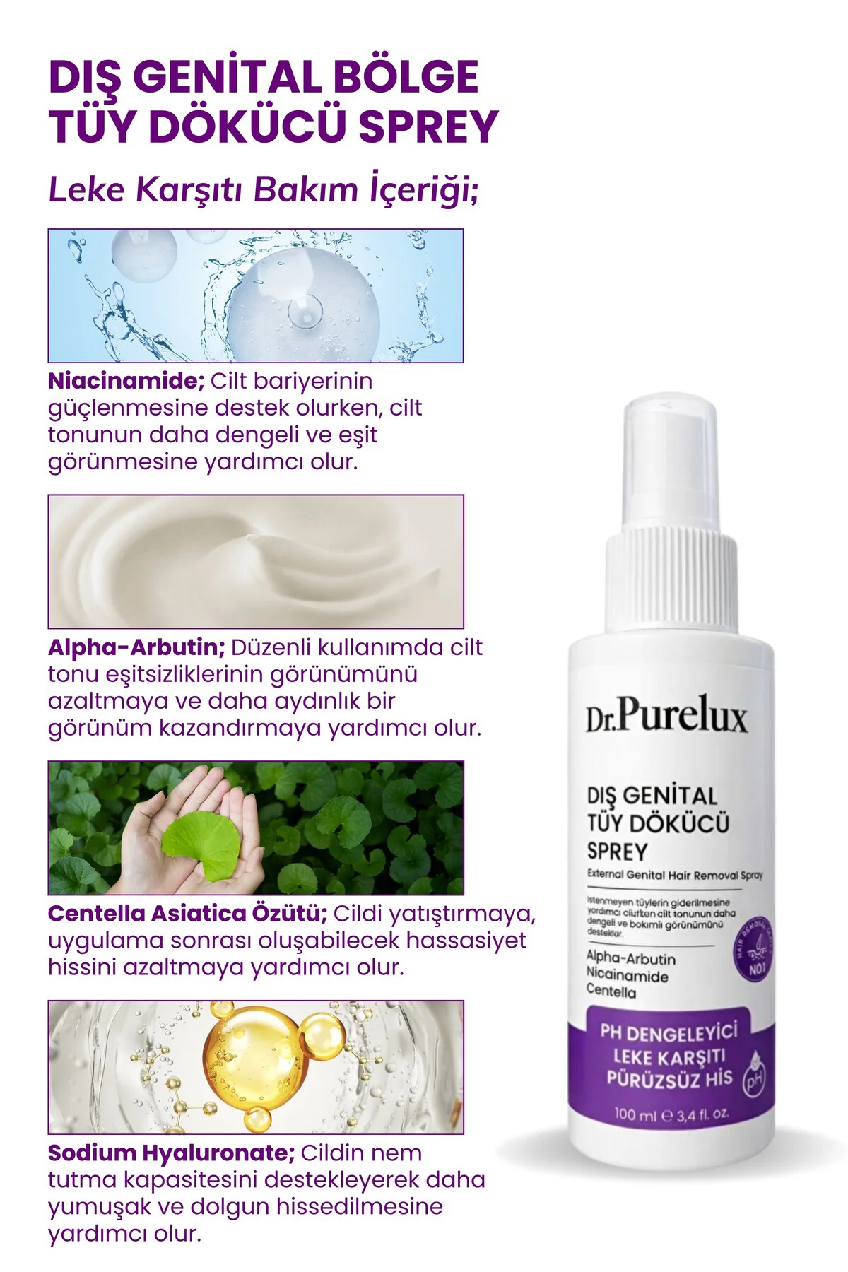 Leke Karşıtı Hassas Bölgelere Uygun Tüy Dökücü Sprey I Pürüzsüz &