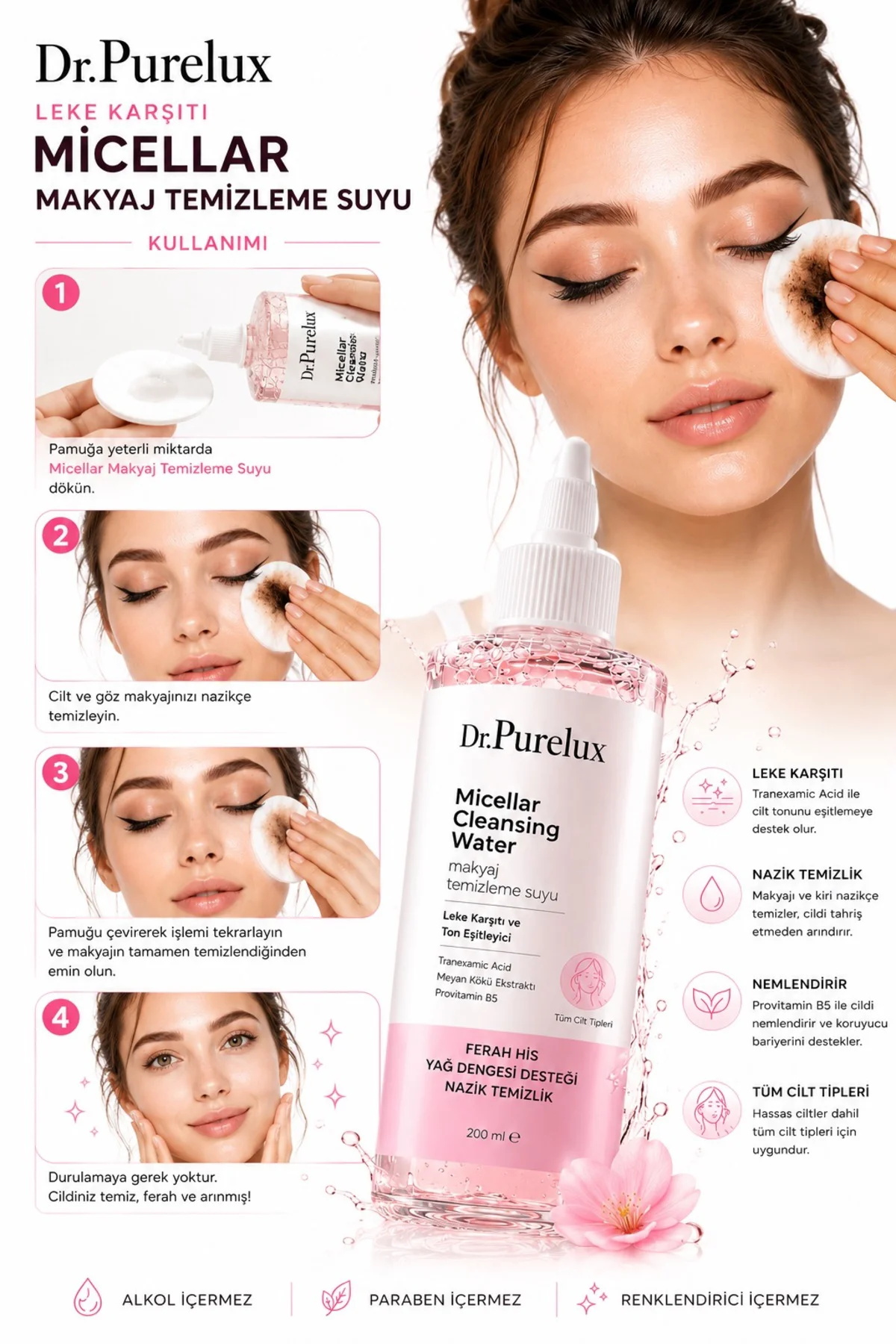 Leke Karşıtı ve Ton Eşitleyici Micellar Cleansing 200 ml | Tranek