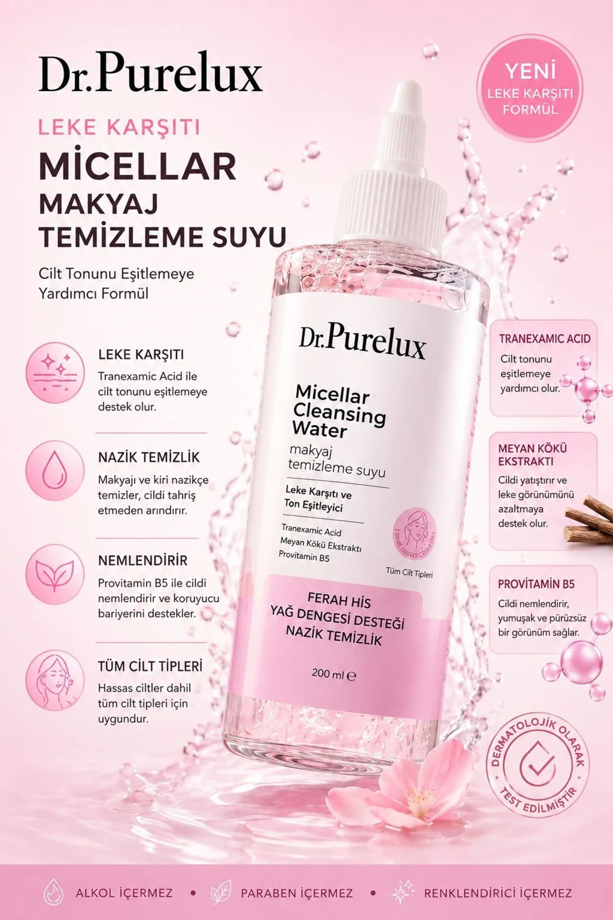 Leke Karşıtı ve Ton Eşitleyici Micellar Cleansing 200 ml | Tranek