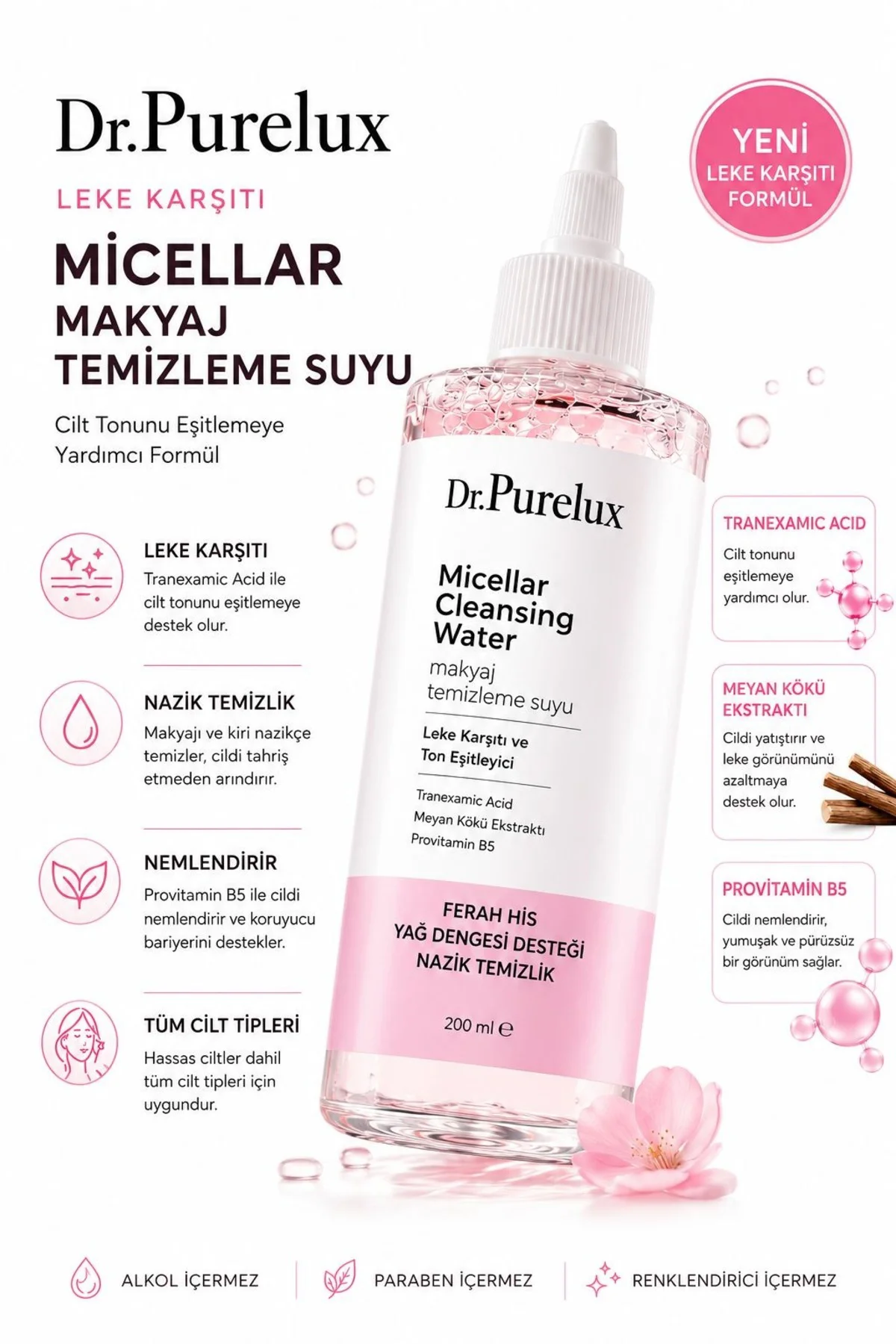 Leke Karşıtı ve Ton Eşitleyici Micellar Cleansing 200 ml | Tranek