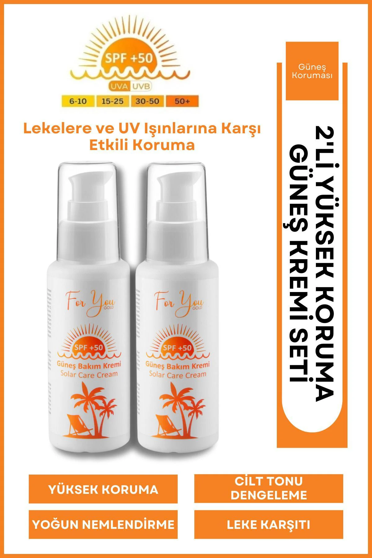 Leke Karşıtı, Yüksek Korumalı Spf50+ Faktörlü 100 Ml Güneş Kremi 