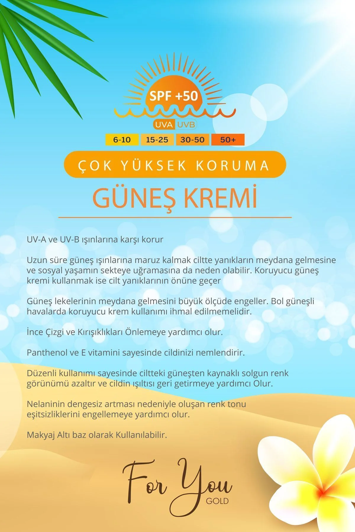Leke Karşıtı, Yüksek Korumalı Spf50+ Faktörlü 100 Ml Güneş Kremi 