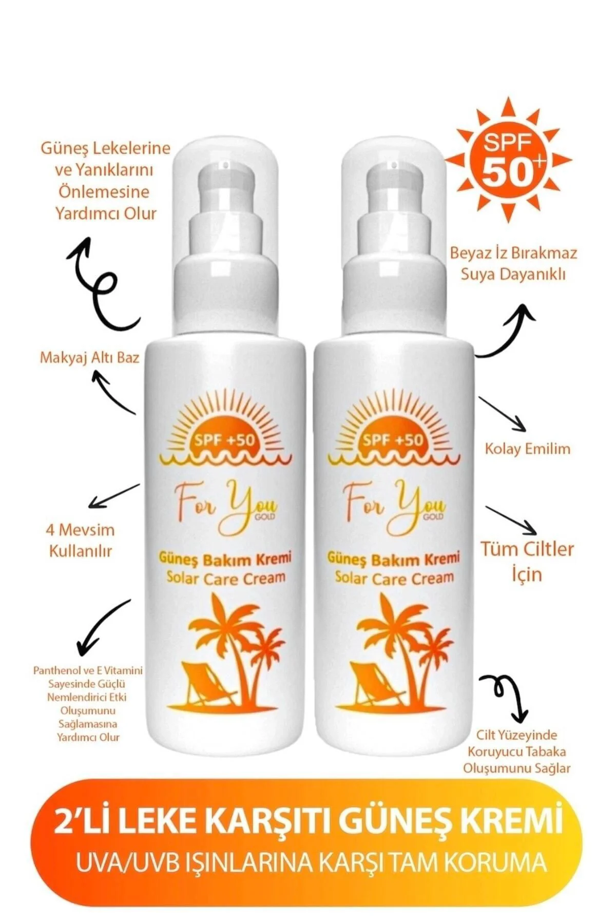Leke Karşıtı, Yüksek Korumalı Spf50+ Faktörlü 100 Ml Güneş Kremi 