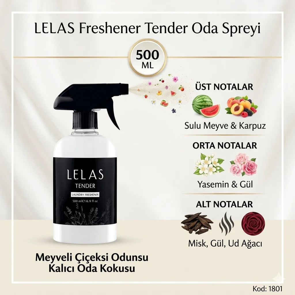 LELAS Freshener Tender Oda Spreyi 500 ML – Meyveli Çiçeksi Odunsu LELAS Freshener Tender Oda Spreyi 500 ML – Meyveli Çiçeksi Odunsu