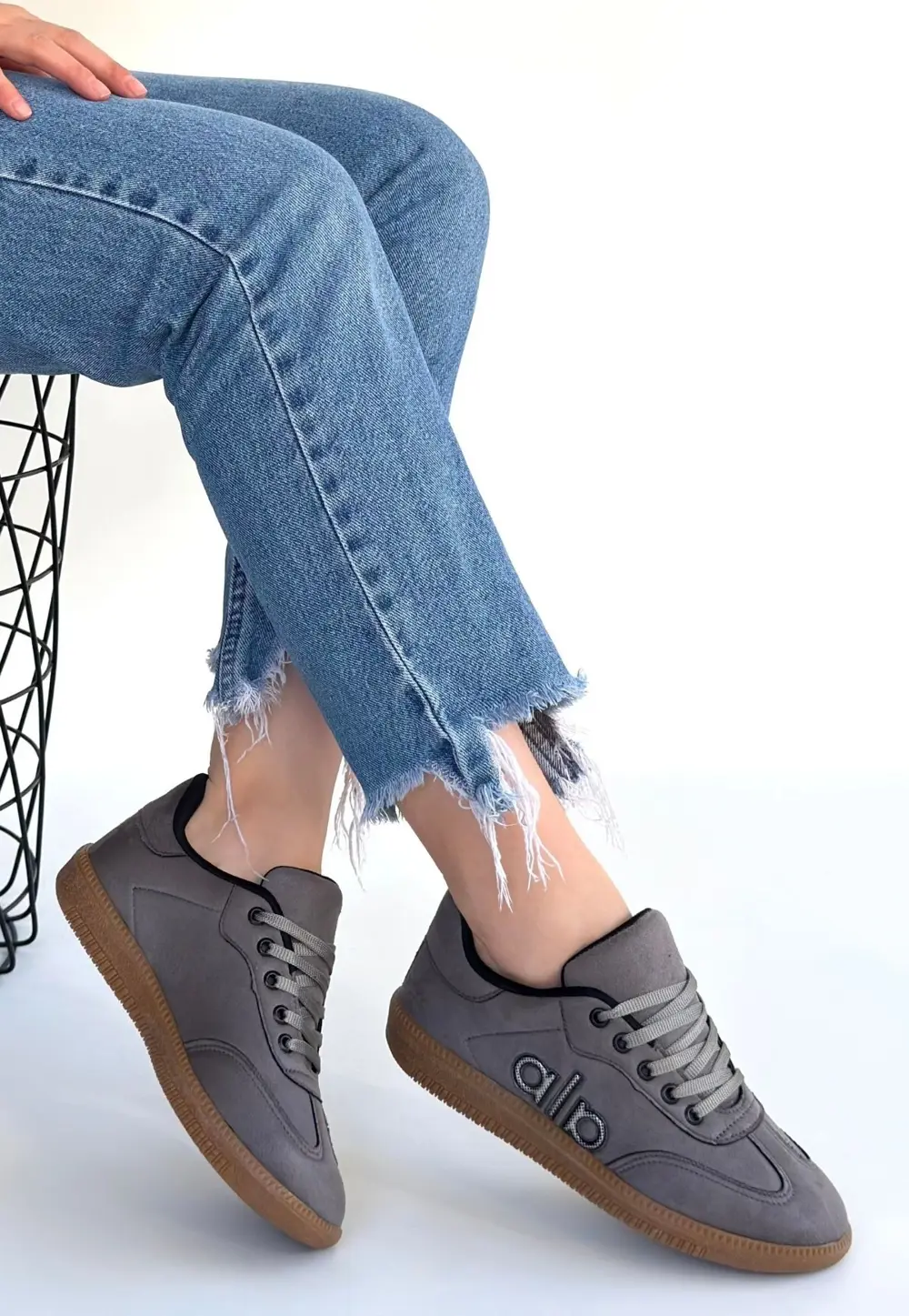 Lendo Gri Süet Bağcıklı Spor Ayakkabı