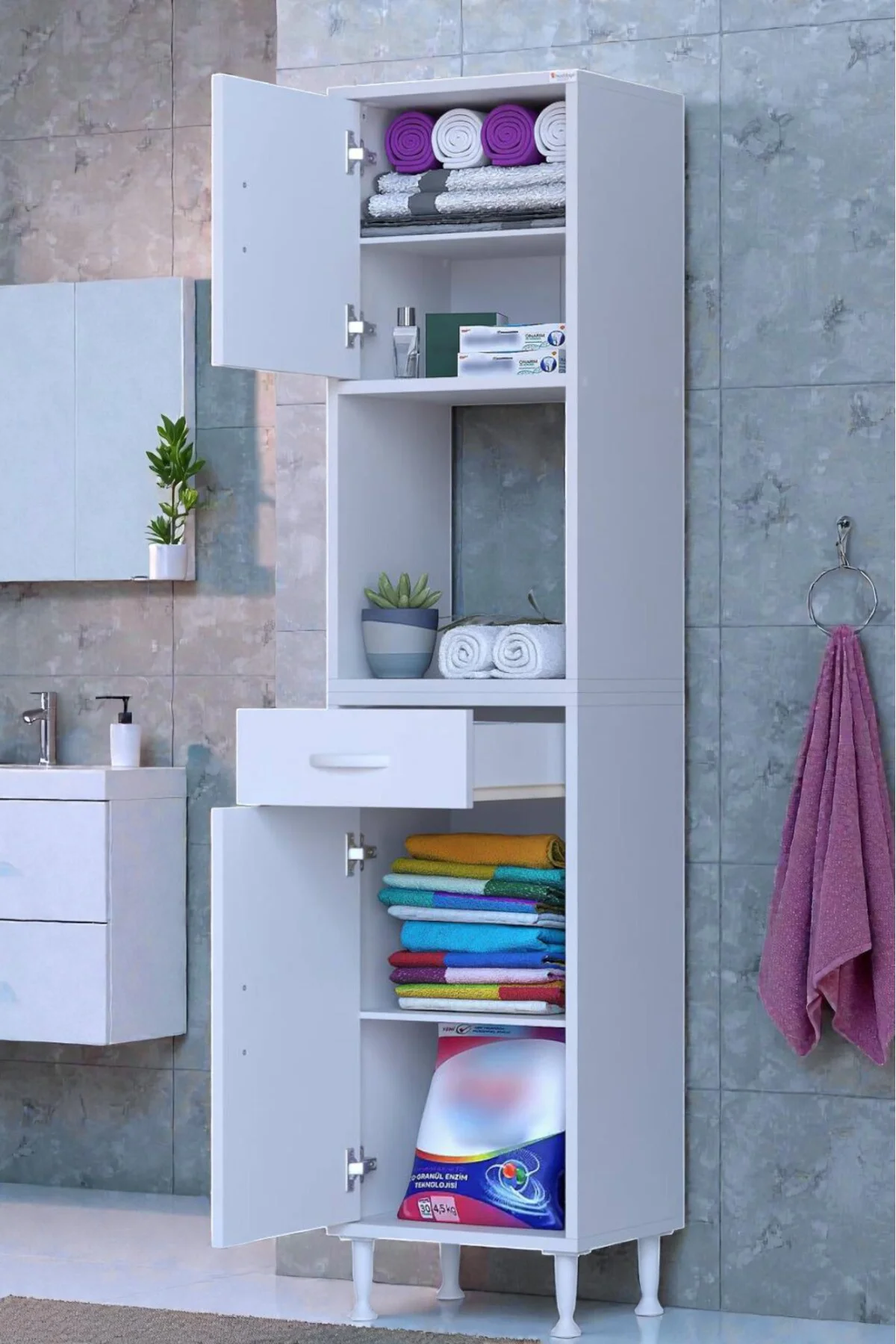 Leno Tek Kapaklı 40 cm Düzenleyici Dolap Banyo/Mutfak Dolabı 40x1