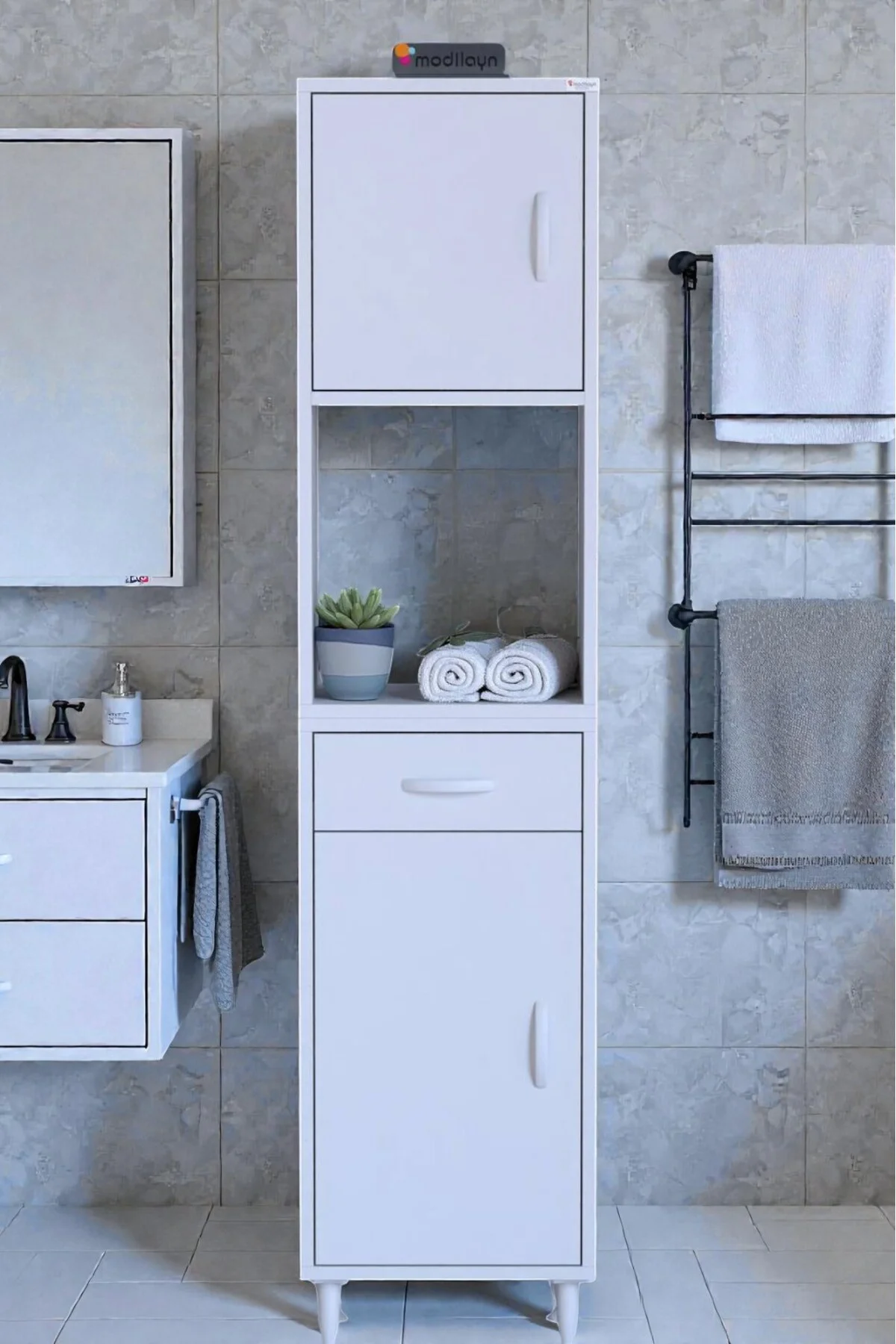 Leno Tek Kapaklı 45 cm Düzenleyici Dolap Banyo/Mutfak Dolabı 45x1