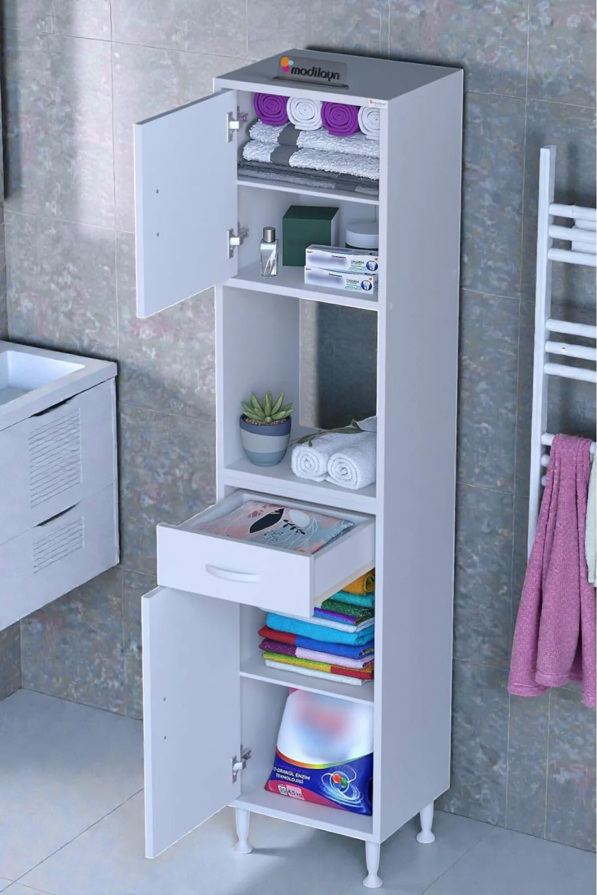 Leno Tek Kapaklı 50 cm Düzenleyici Dolap Banyo/Mutfak Dolabı 50x1 Leno Tek Kapaklı 50 cm Düzenleyici Dolap Banyo/Mutfak Dolabı 50x1