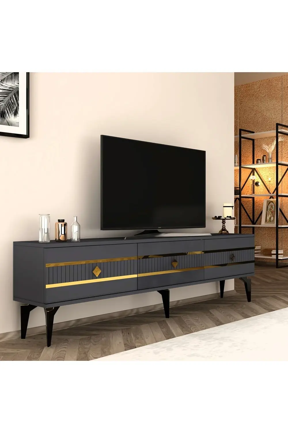 LENORA TV SEHPASI (ALT MODÜL) ANTRASİT-ALTIN