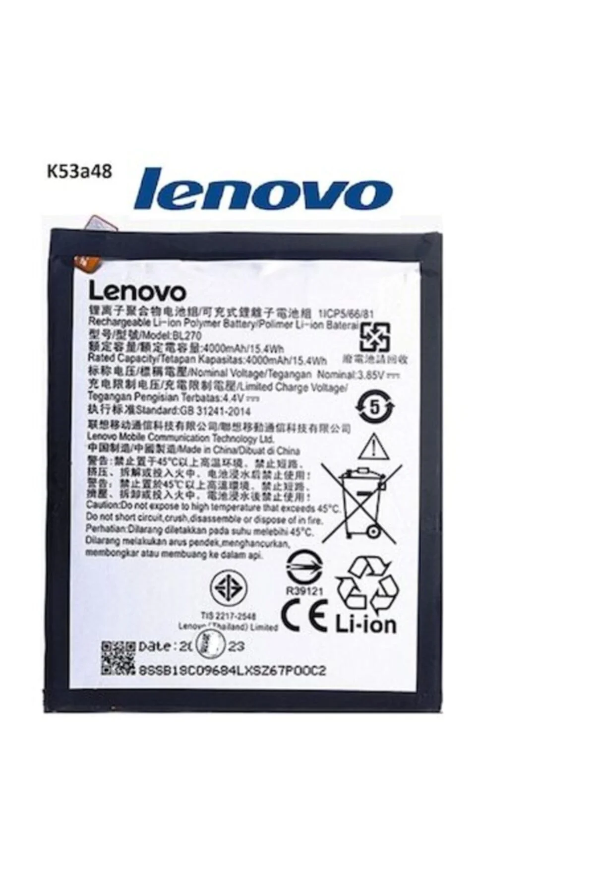 Lenovo K6 Note Pil Batarya  K53a48 BL270