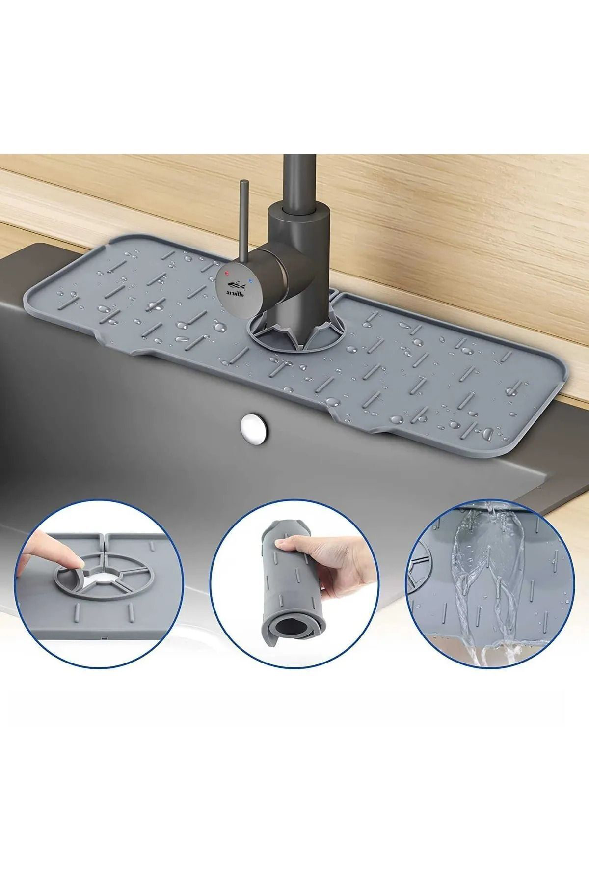 LEON LİFE Su Tutucu Musluk Matı Mutfak Ve Banyo Için Koruyucu Mus