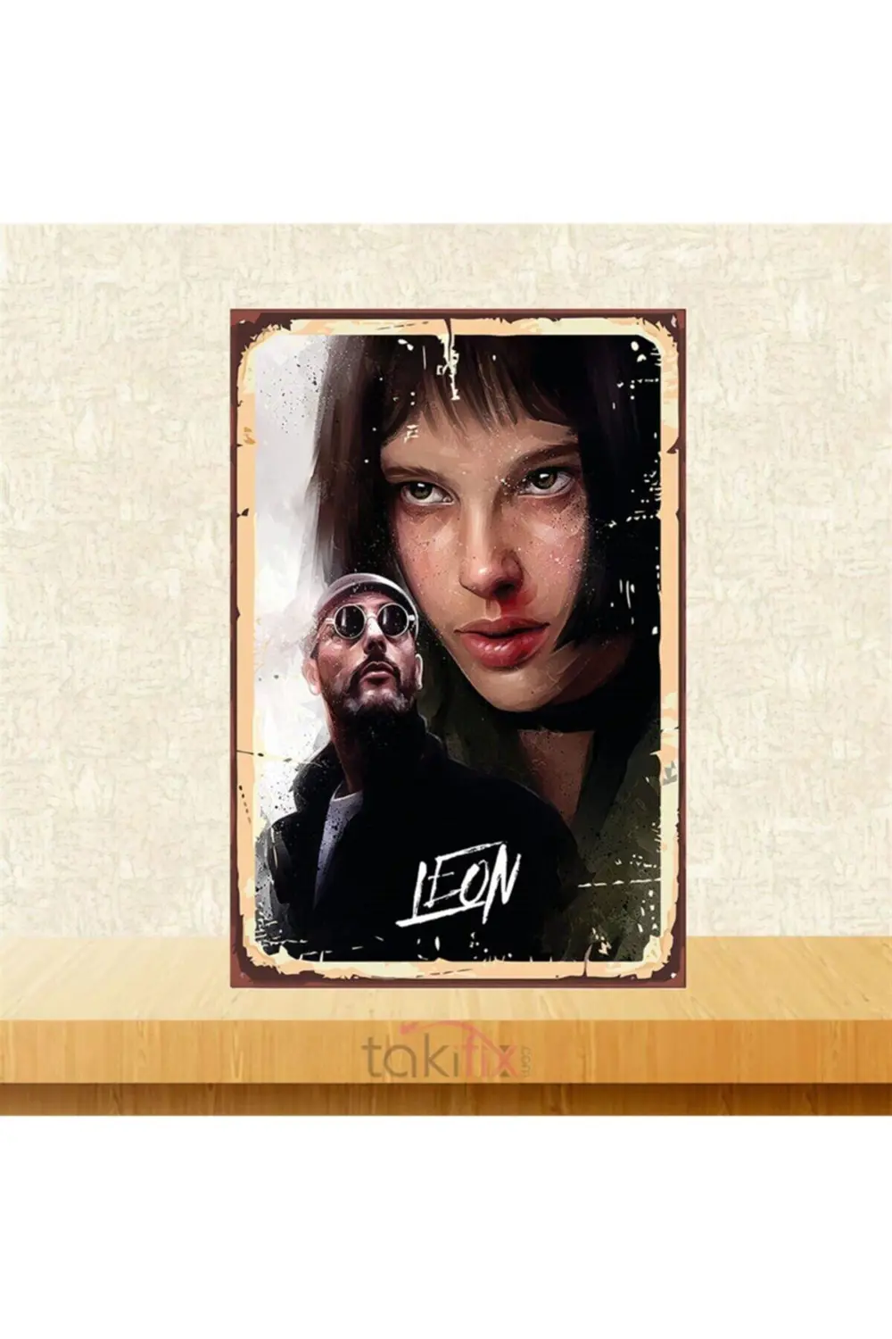 Leon Tasarımlı Retro Ahşap Poster 20x30 cm