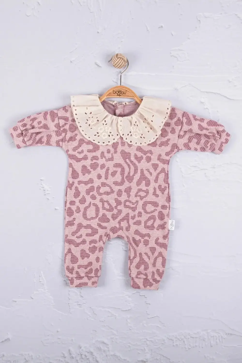 Leopar Dama Desenli % 100 Pamuk Kız Bebek Tulum