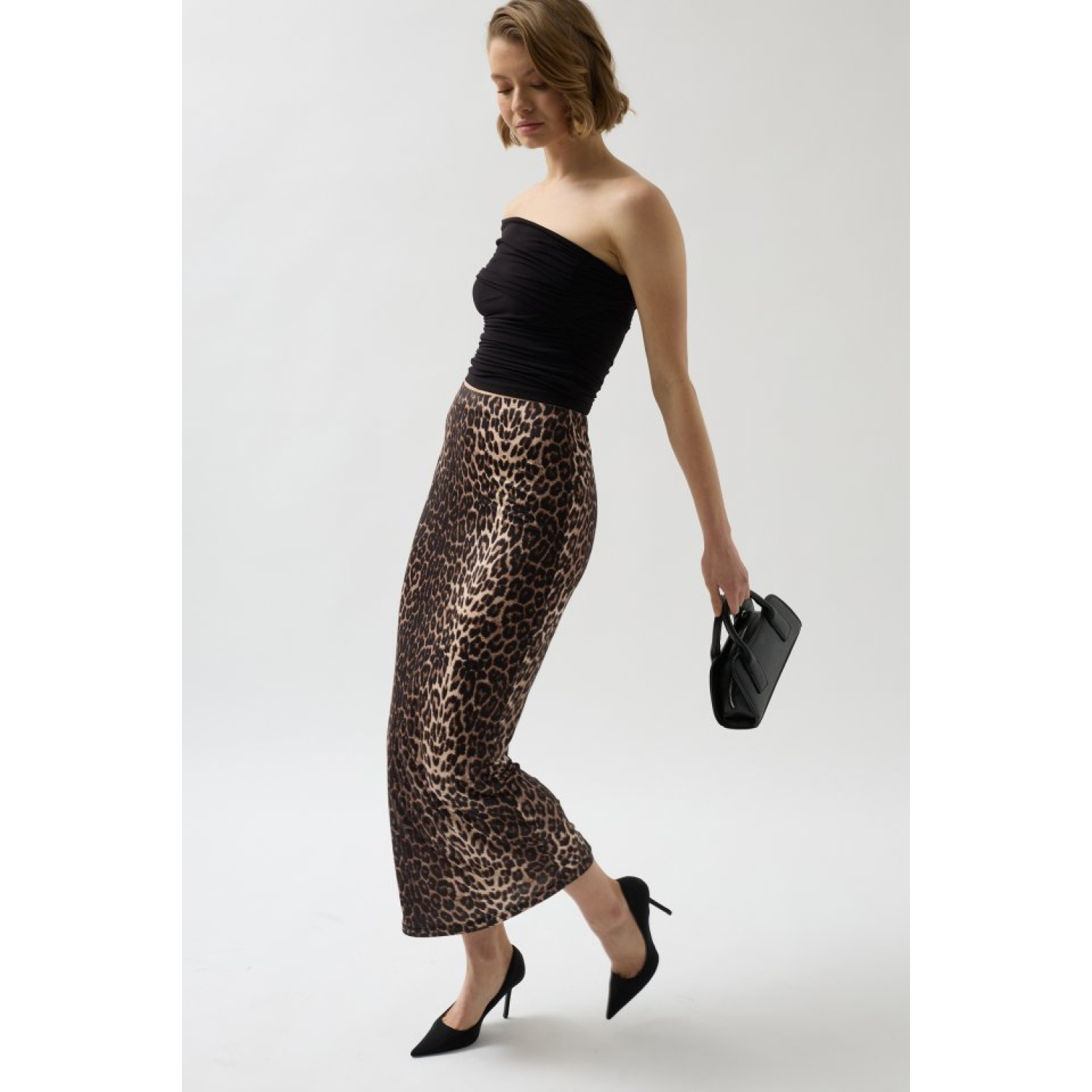 Leopar Desen Midi Etek Leopar Desen Midi Etek