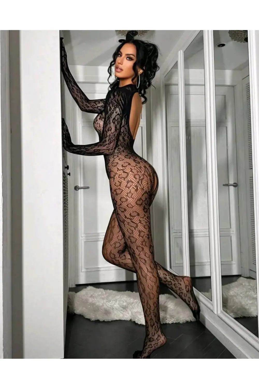 Pilelistore Leopar Desen Vücut Çorabı