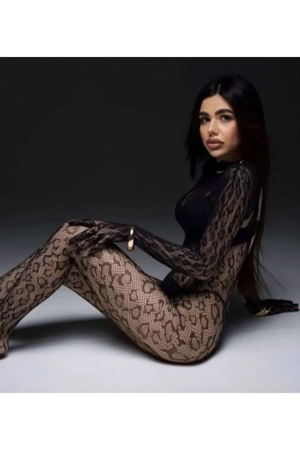 Pilelistore Leopar Desen Vücut Çorabı