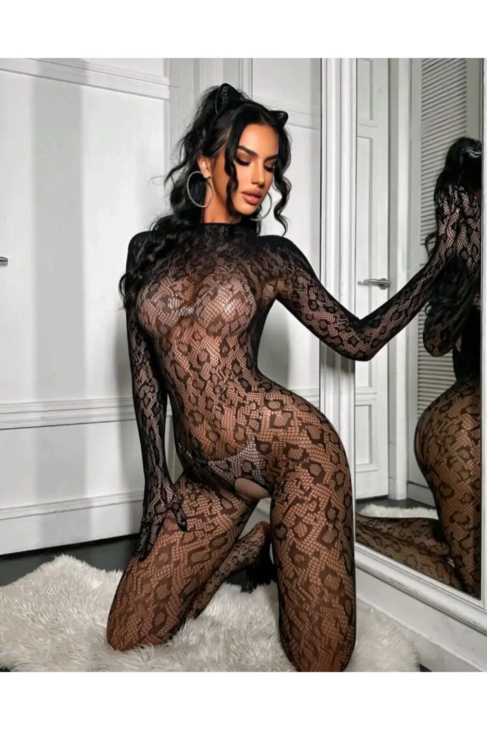 Pilelistore Leopar Desen Vücut Çorabı