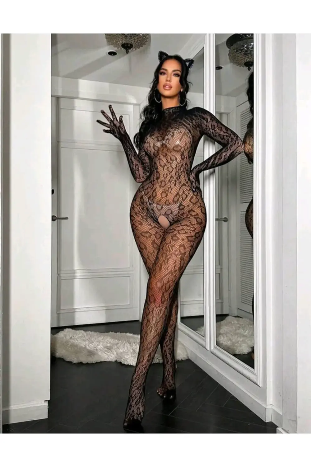 Pilelistore Leopar Desen Vücut Çorabı