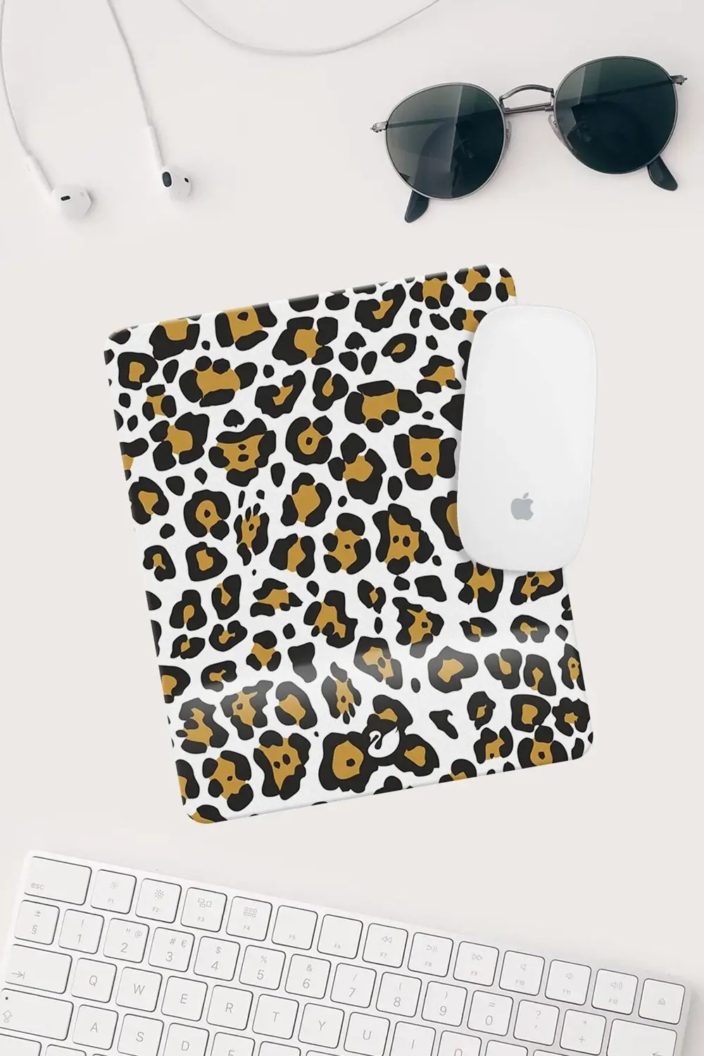 Leopar Desenli Bilek Destekli Dikdörtgen Mouse Pad