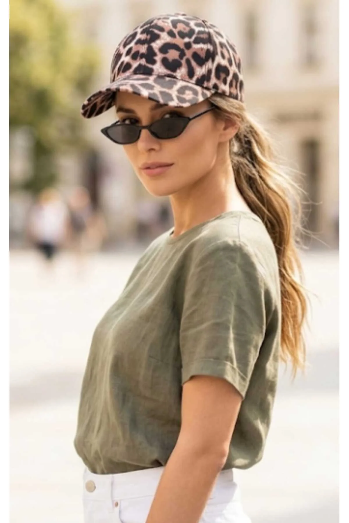 Leopar Desenli Kadın Beyzbol Şapkası - Yazlık Baharlık Spor Ayarlanabilir Cırtlı Kasket Cap Premium Modern Bohem Soft