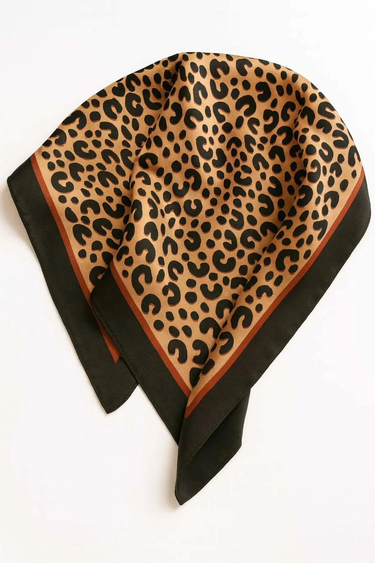 Leopar Desenli Kahve Rengi Şık Kaymaz Kaydırmaz Bandana Fular Eşarp zebra kahverenk