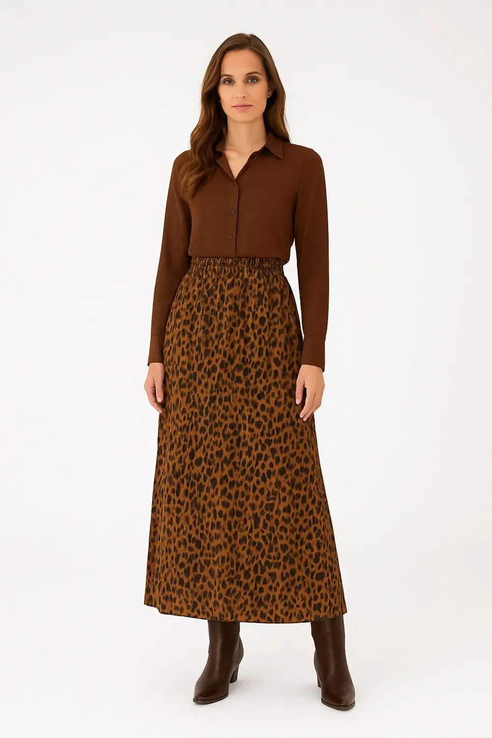Leopar Desenli Lastikli Anne Eteği Buzi Kumaş