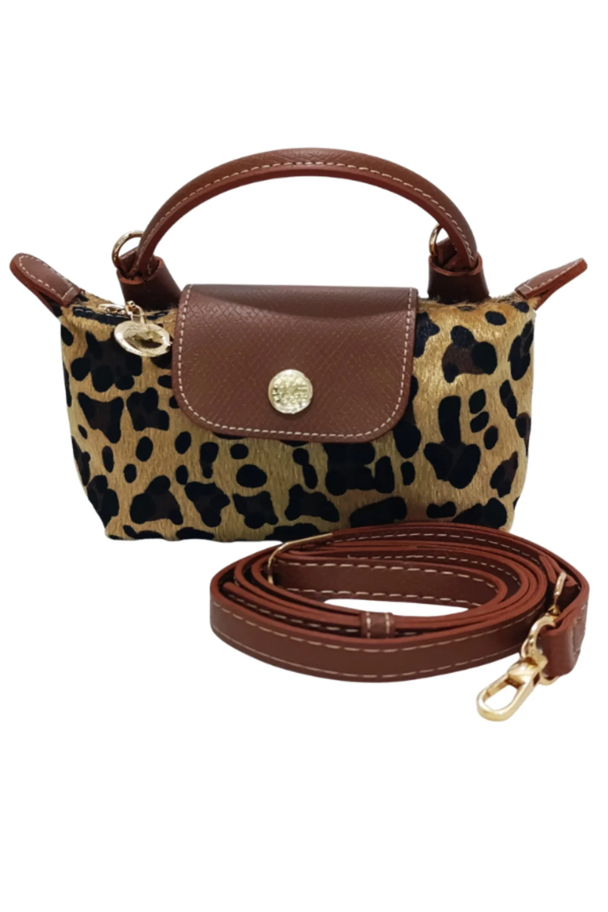 Leopar Desenli Omuz Çantası - Shopper Bag Kadın Makyaj Çantası Si