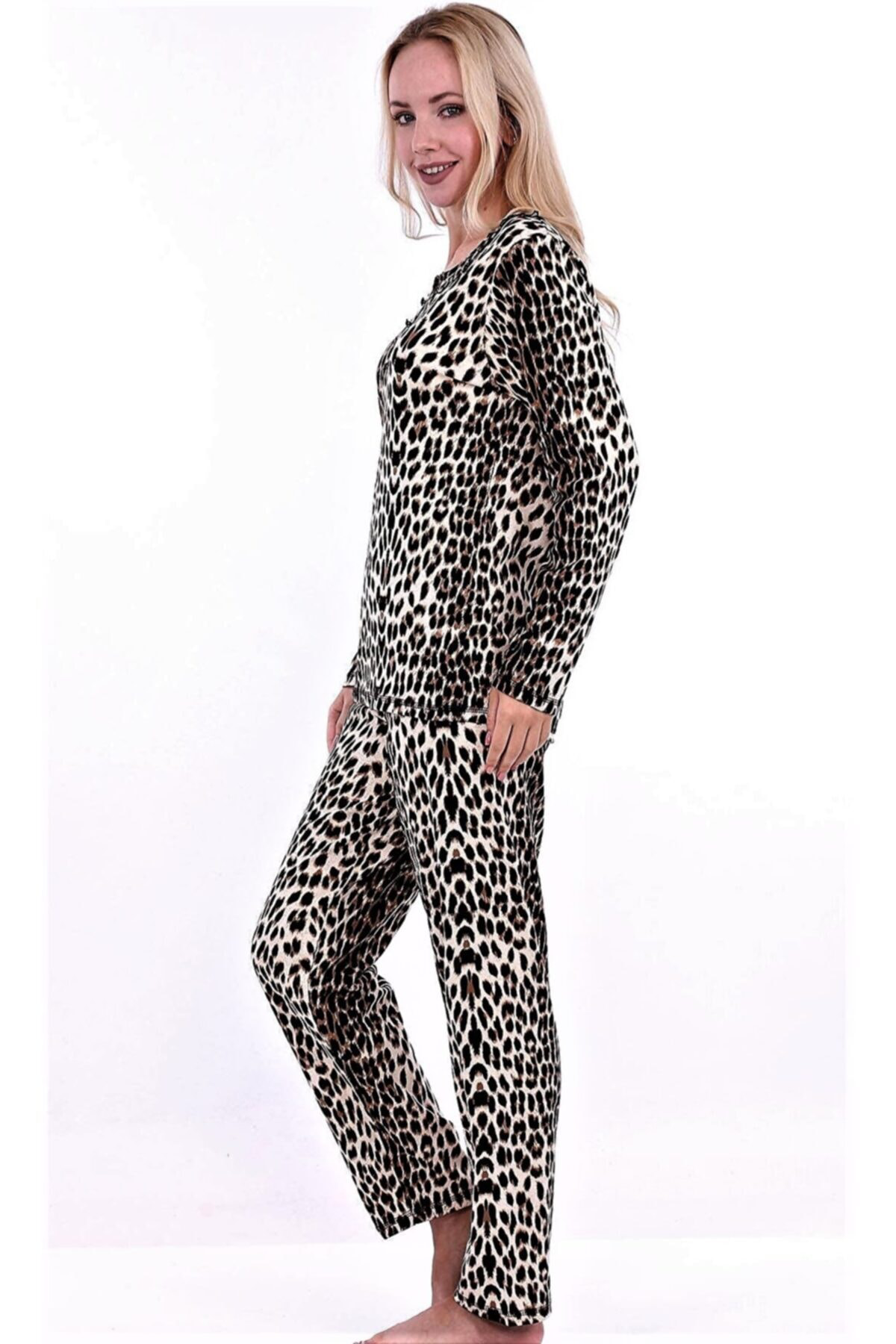 Etoile Leopar Desenli Pamuklu Pijama Takımı Evia