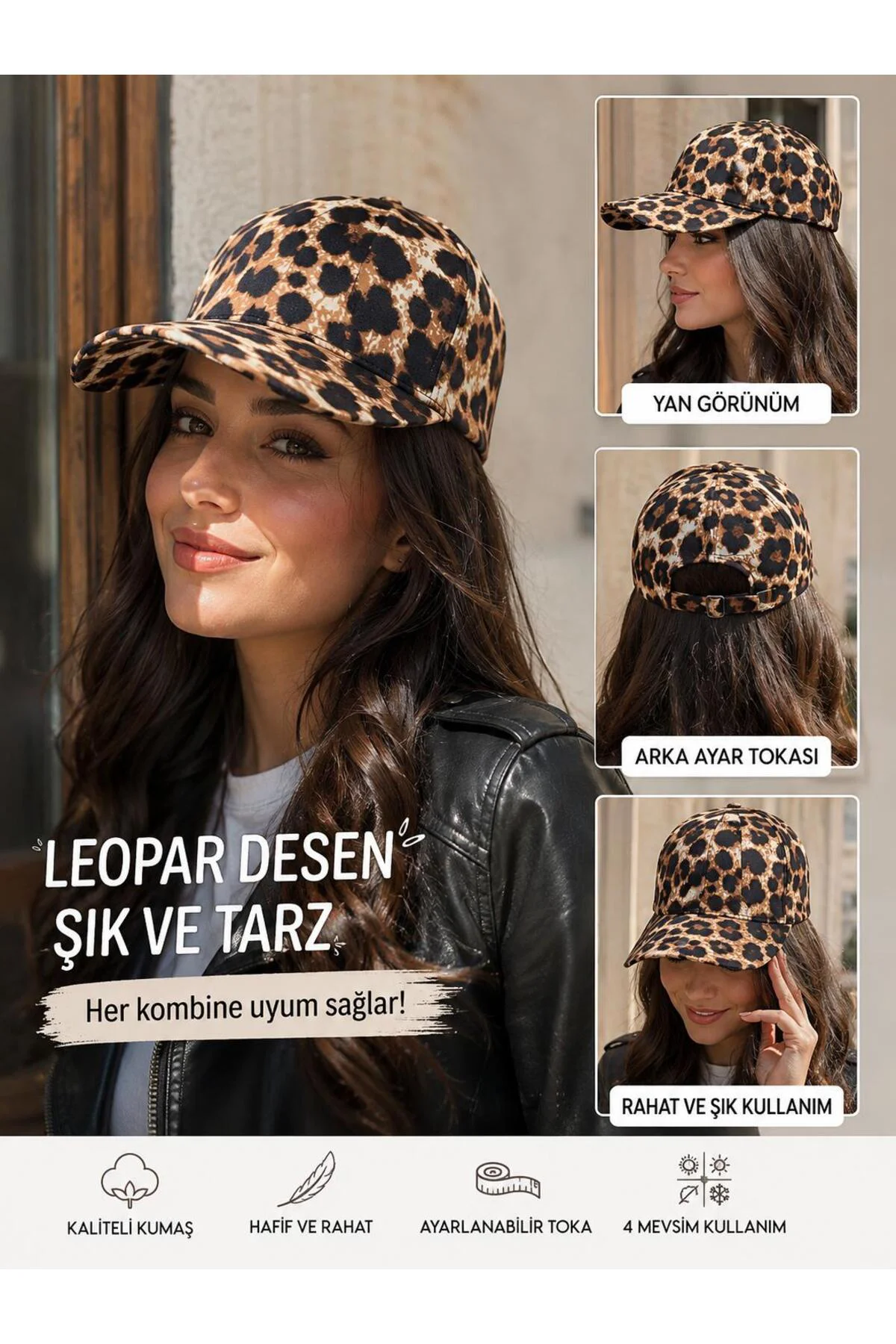 Leopar Desenli Şapka, Kadın Ayarlanabilir Baseball Şapka, Trend leopar Şapka, Plaj şapkası Leopar Desenli Şapka, Kadın Ayarlanabilir Baseball Şapka, Trend leopar Şapka, Plaj şapkası