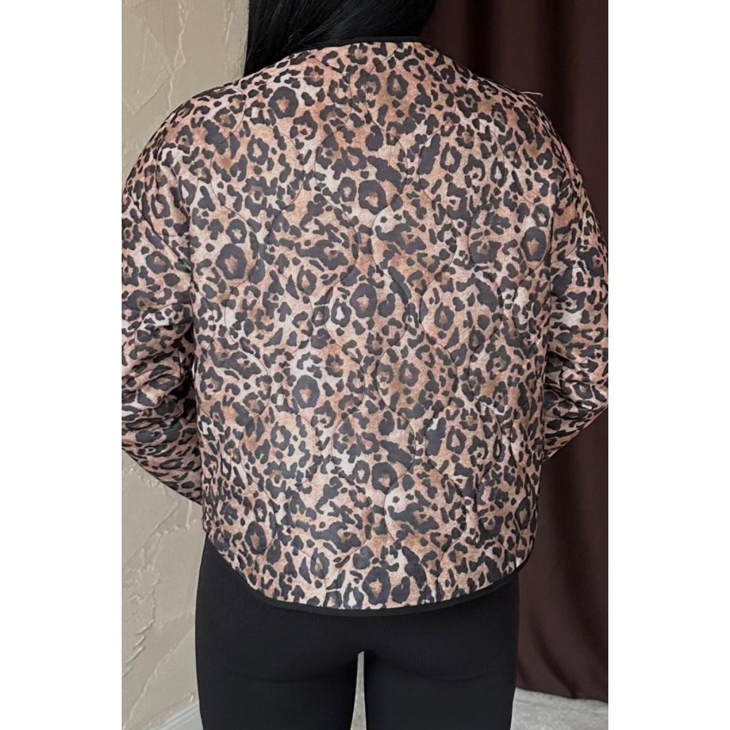 Leopar Leopar Desenli Kapitone Ceket