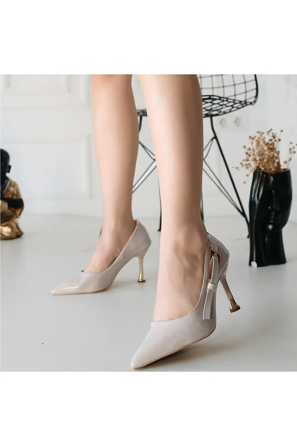 Lesia Bej Rugan Topuklu Ayakkabı