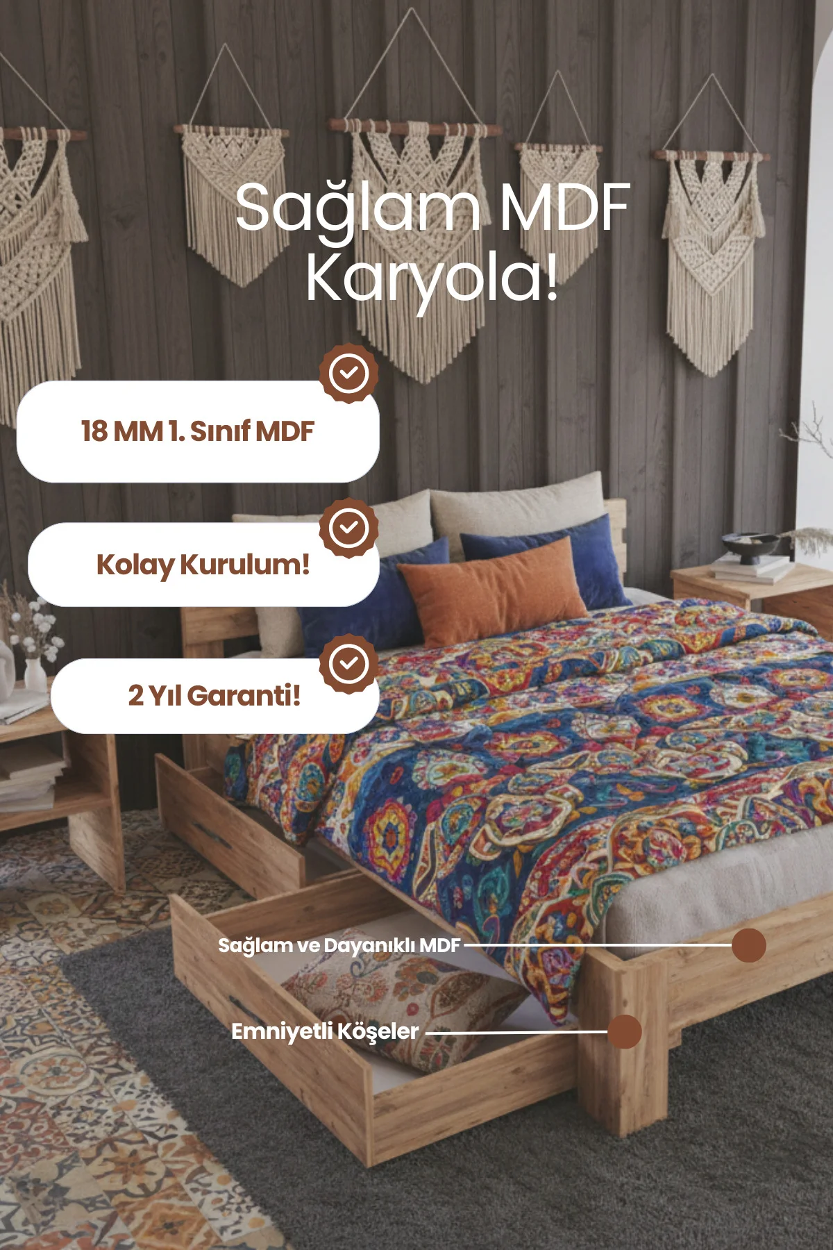 Letto 2 Çekmeceli Modern Karyola - 1. Sınıf MDF Fonksiyonel Çekmeceli Depolama Alanlı Karyola Letto 2 Çekmeceli Modern Karyola - 1. Sınıf MDF Fonksiyonel Çekmeceli Depolama Alanlı Karyola Fiyatı, Yorumları ve Özellikleri