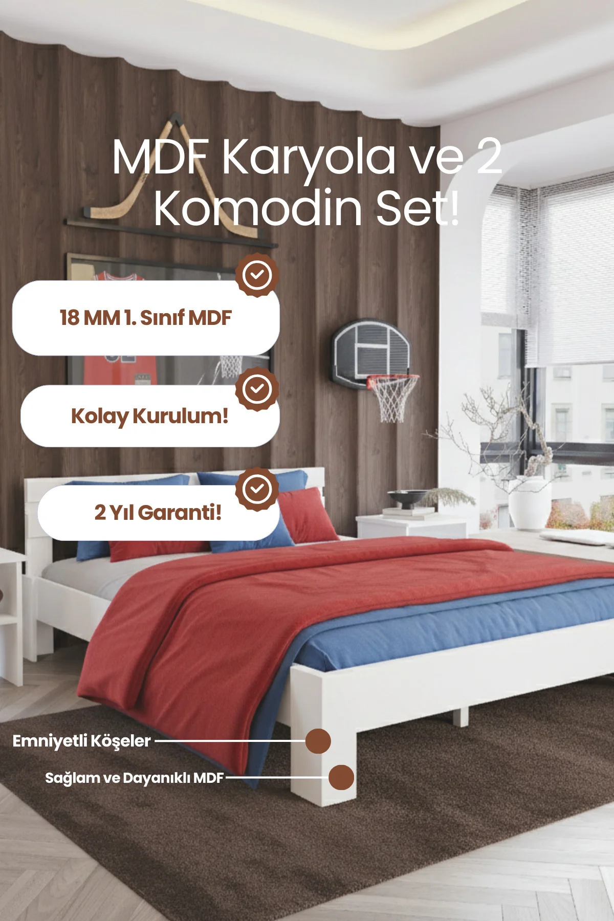 Letto Çift Kişilik 18 mm MDF Modern Karyola ve İkili Komodin Seti Letto Çift Kişilik 18 mm MDF Modern Karyola ve İkili Komodin Seti Fiyatı, Yorumları ve Özellikleri