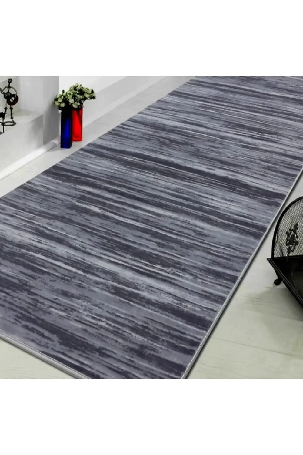 Level Gri Kaymaz Taban Yıkanabilir Kesme Yolluk Salon Koridor Ban