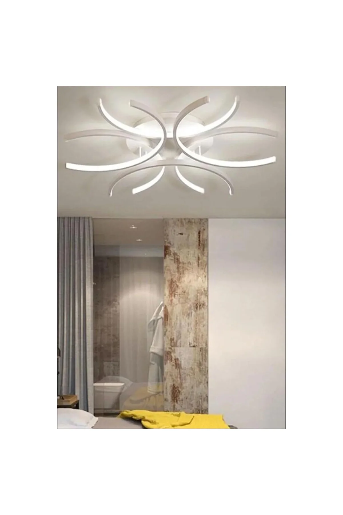 Levora Modern Tasarım - Salon - Mutfak - Yatak Odası Beyaz Işıklı