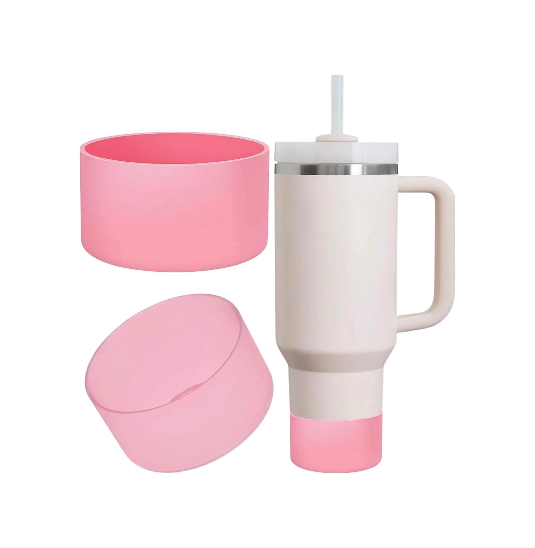 Lexroo 1 Adet Silikon Taban Koruyucu Stanley Quencher 20/30/40 Oz İle Uyumlu - Pembe Renk Lexroo 1 Adet Silikon Taban Koruyucu Stanley Quencher 20/30/40 Oz İle Uyumlu - Pembe Renk
