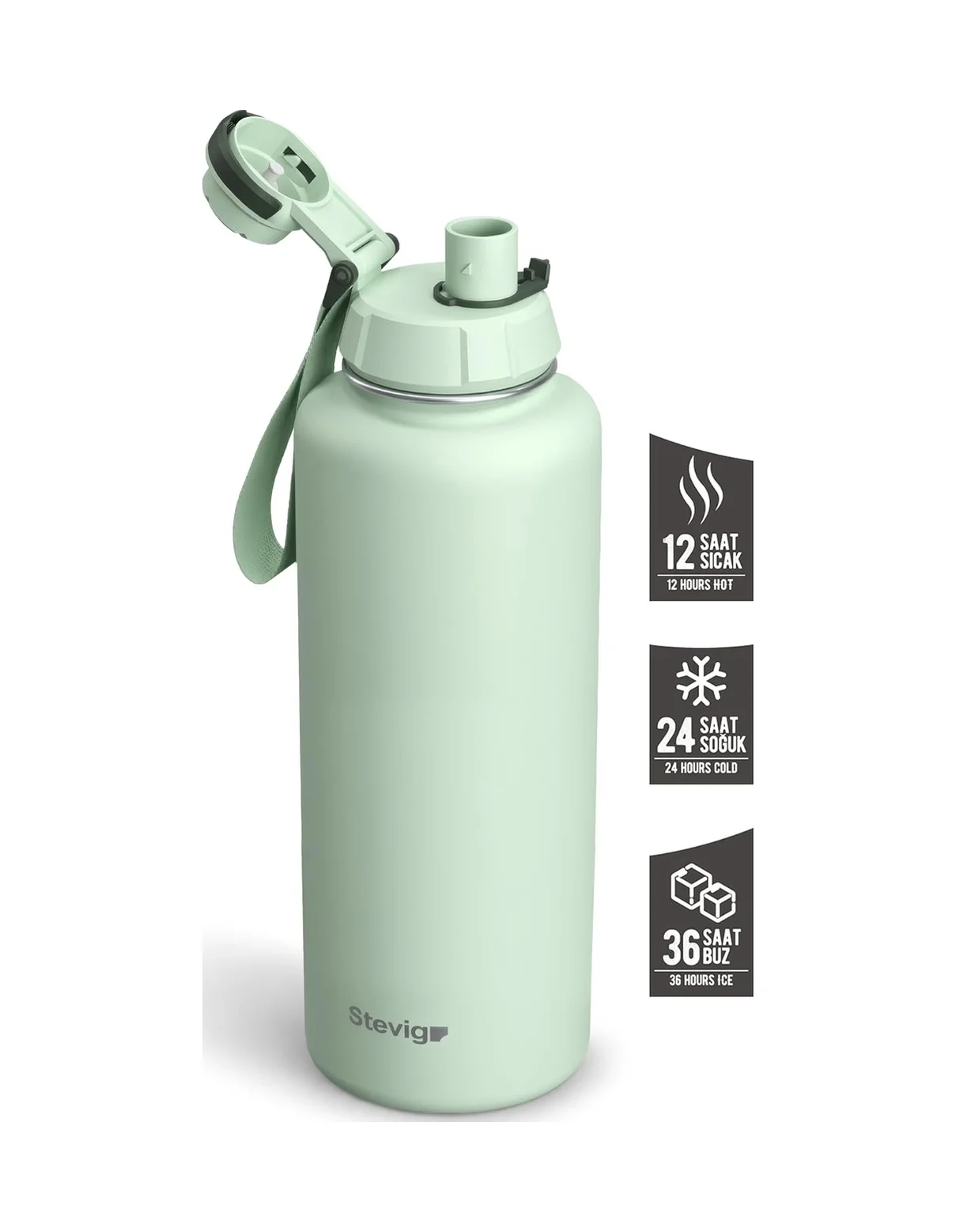 Lexroo 1 Hand Leak-proof Sızdırmaz Çelik Termos 1500 Ml Smoke Green St-256 Lexroo 1 Hand Leak-proof Sızdırmaz Çelik Termos 1500 Ml Smoke Green St-256